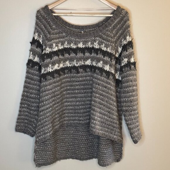 Free People Sweaters - Free People Abstract Cropped Off-the-Shoulder Sweater